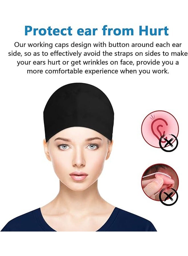 قبعة العمل مع أزرار و sweatband قابل للتعديل ، قبعات العمل القطنية مع حزمة ذيل حصان قابلة للتعديل ، أغطية الرأس قبعات الاستحمام ، القبعات الخلفية الشريط الشريط Sweatband للنساء الشعر الطويل - Image 2